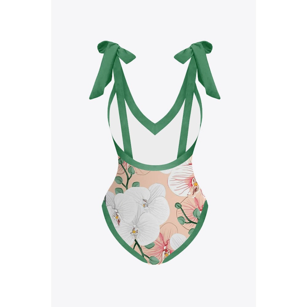💥2 Pcs Floral One Piece Swimsuit and Sarong Skirt Set - Picture 2 of 6